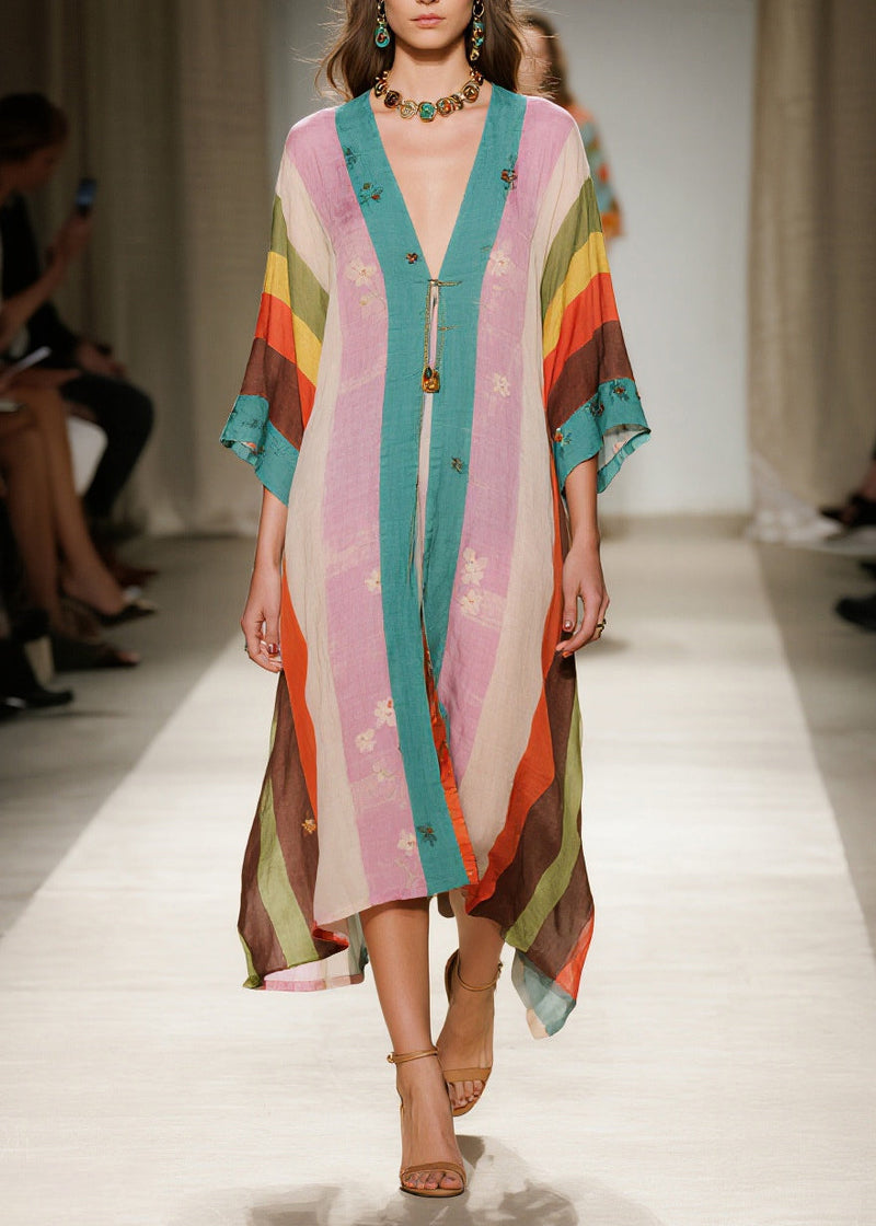 Colorblock Oversized Print Cotton Vacation Dresses Summer