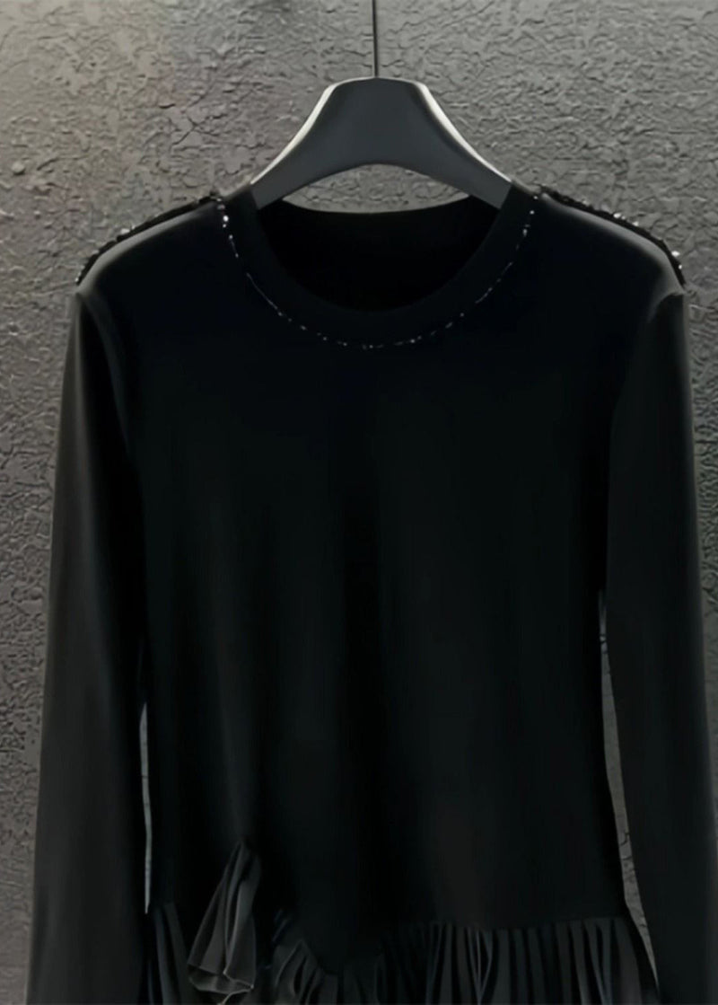 Diy Grey Asymmetrical Patchwork Wrinkled Cotton Sweatshirts Top Spring