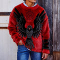 Men's Viking Raven & Vegvisir Pattern Cozy Plush Sweatshirt elevenforest