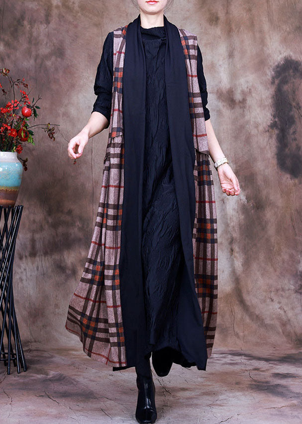 Peterpan Collar Plaid Asymmetrical Design Fall Sleeveless Knit Vest