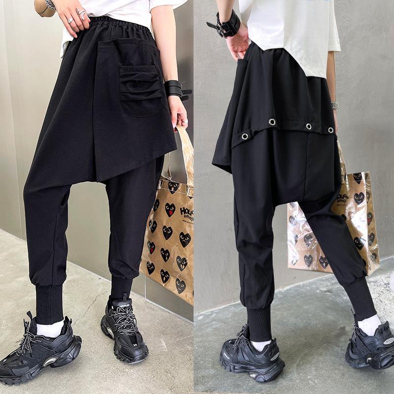 Asymmetrical Design Harem Harem Cotton Pants