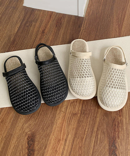 Beige Hollow Out Breathable Mesh Splicing Sandals