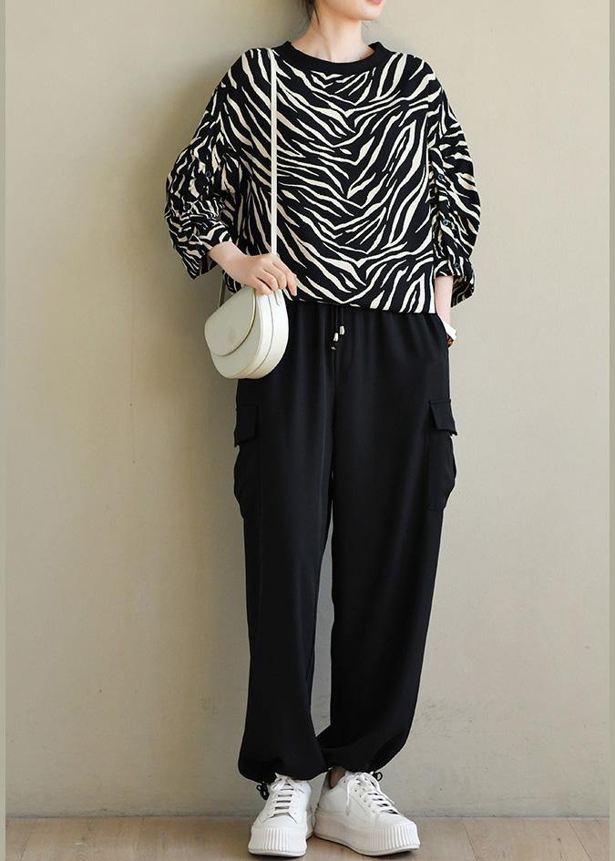Black Pockets Chiffon Pants