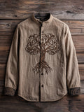 Men's Viking Life Of Tree Celtic Knot Art Linen  Shirt artswardrobe
