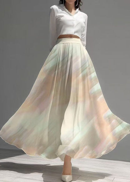 Gradient Color Exra Large Hem Chiffon Skirts Summer