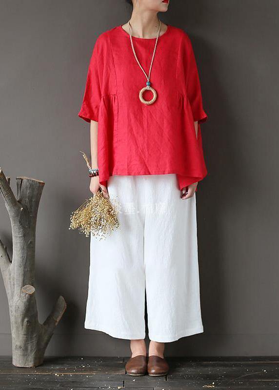 Diy U Neck Linen Summer Rose Tops