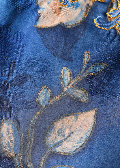 Black Stand Collar Embroideried Patchwork Silk Velour Waistcoat Sleeveless