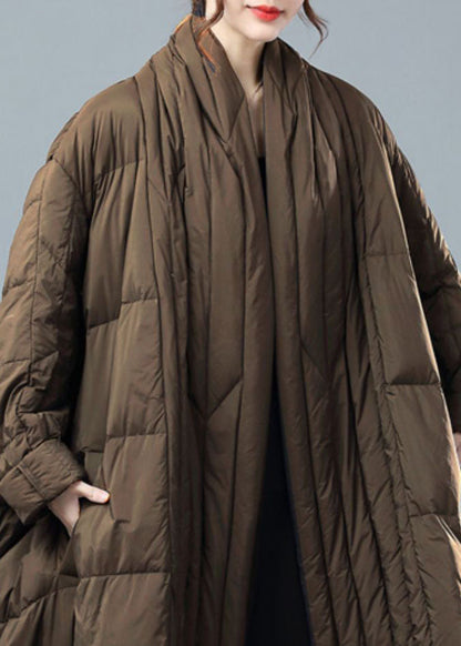 Chocolate Warm Duck Down Witner Coats Side Open
