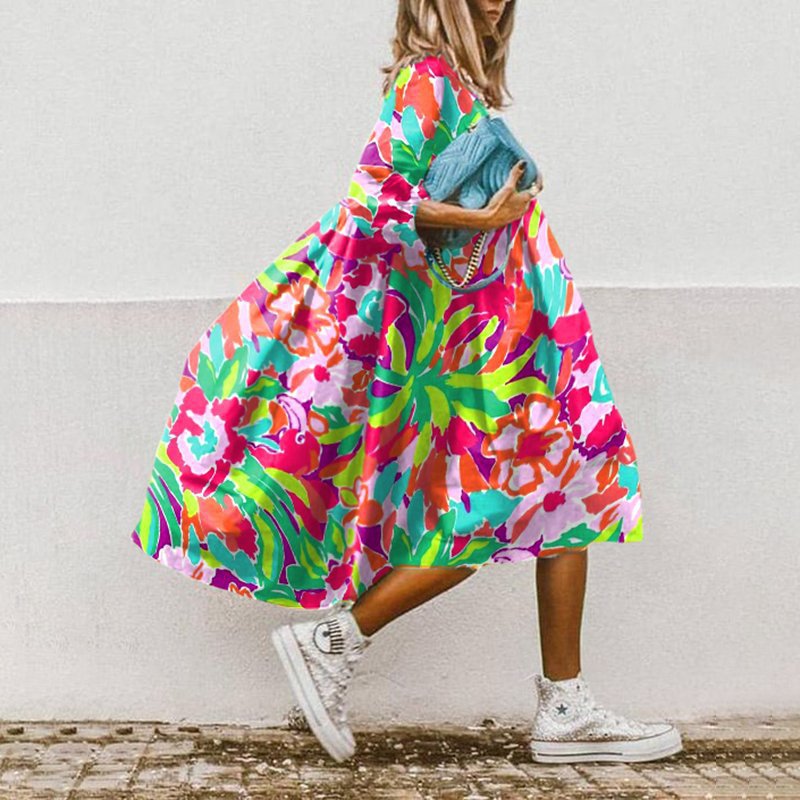 KS | Printed A-line midi dress
