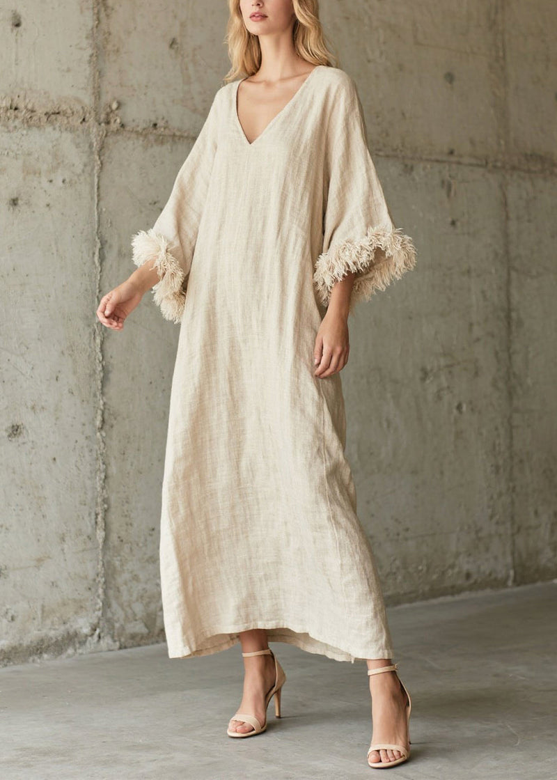 White V Neck Patchwork Faux Fur Vacation Dresses Fall