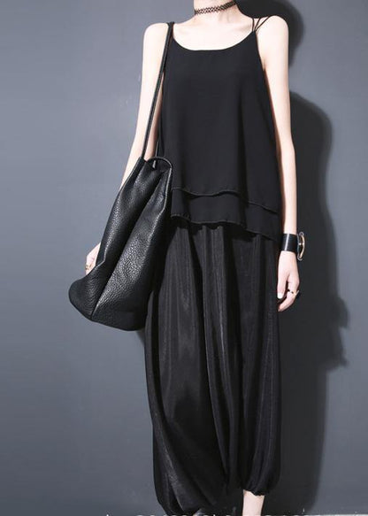 New Black Loose Low Crotch Harem Pants