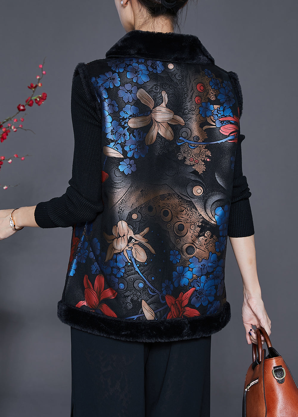 Blue Print Fine Cotton Filled Vests Peter Pan Collar Winter