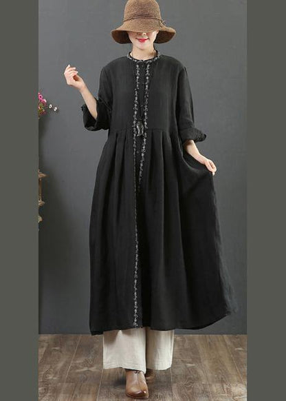 Black Clothes O Neck Cinched a Line Spring Dresses