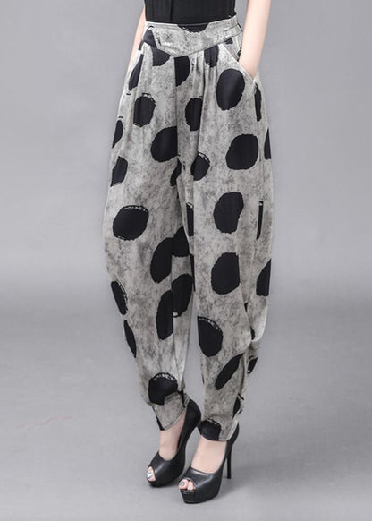 Style Loose Elastic Waist Dot High Waisted Lantern Pants