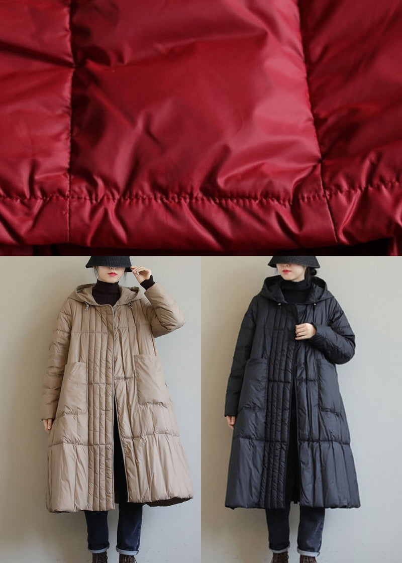 Black Loose Pockets Winter Down Coat
