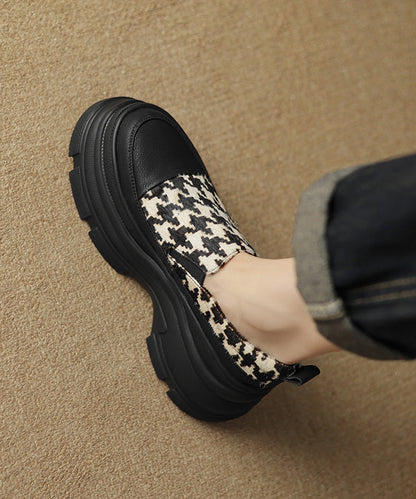Black Versatile Splicing Platform Loafer Shoes