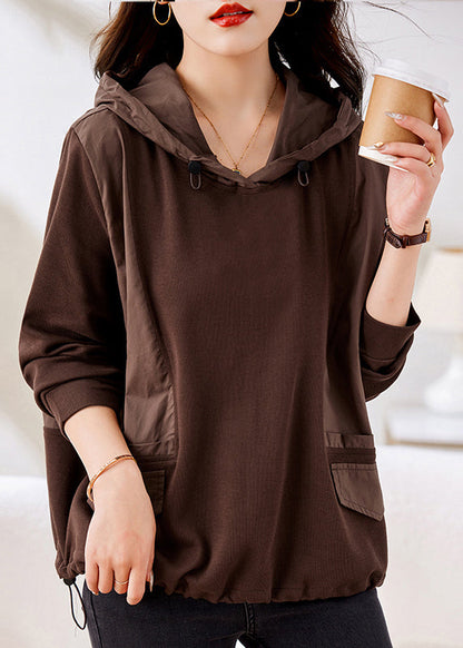 Yellow Hooded Patchwork Cotton Top Fall