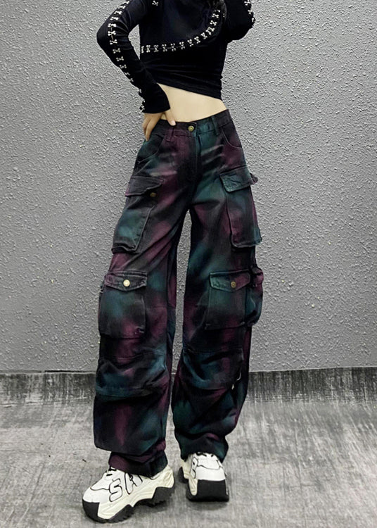 Original Design High Waisted and Multi Pocket Denim Pants Autumn