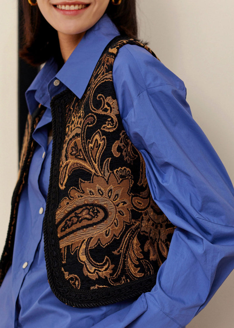 Jacquard Embroideried Patchwork Waistcoat Sleeveless