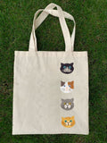 Cute Cats Animal Embroidery Pattern Canvas Bag elevenforest