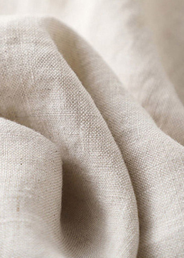 Linen Colour Ruffled Elastic Waist Draping Linen Wide Leg Pants Summer