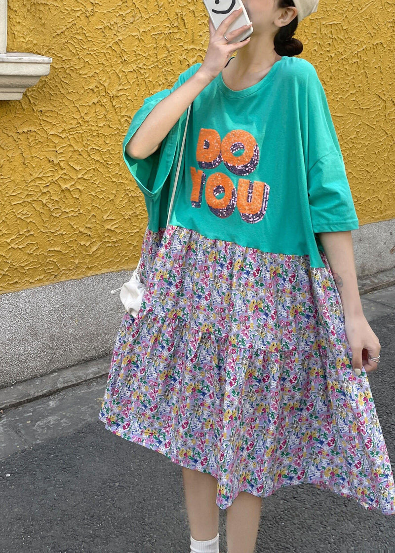 Black O-neck Patchwork Summer Half Sleeve Dresses