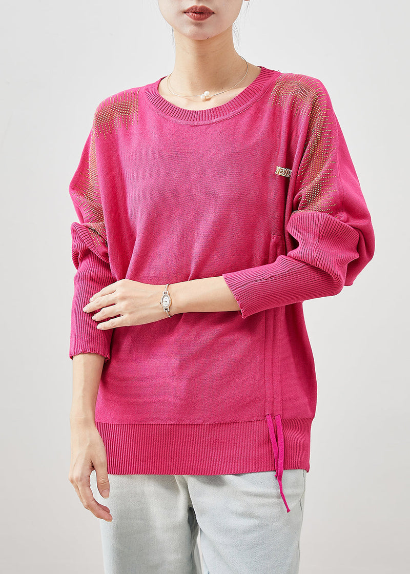 Rose Drawstring Knit Sweater Tops Spring