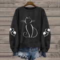 Comstylish Women's Cute Cat Print Casual Sweatshirt
