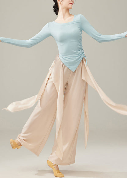 Beige Draping Cotton Dance Pants Fall