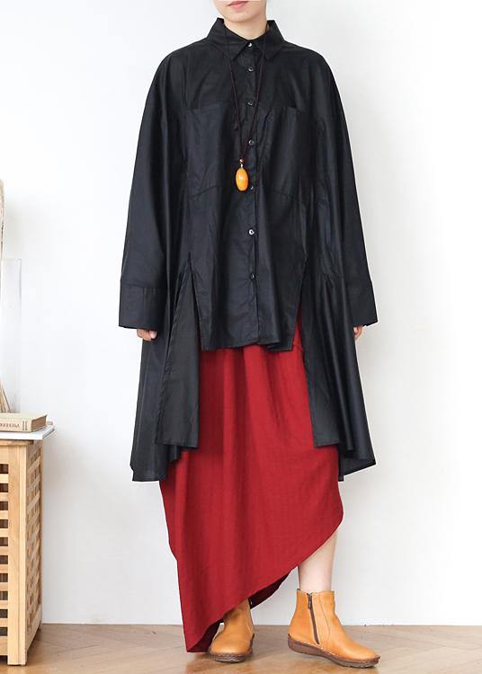 Modern White Peter Pan Collar Asymmetrical Design Cotton Spring Shirts