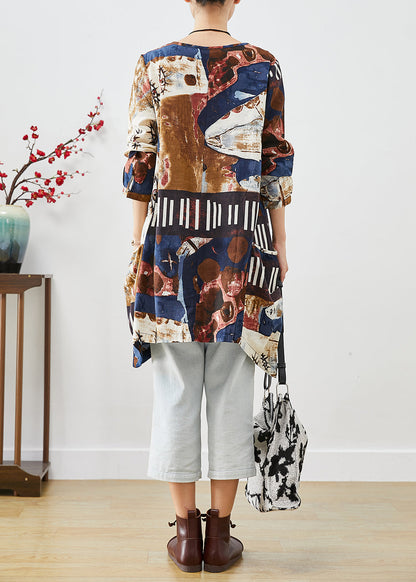 Navy Oversized Tie Dye Cotton Shirt Dress Fall