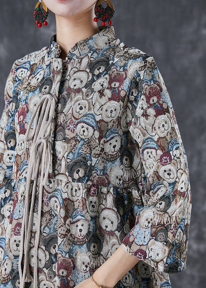Bear Print Cotton Shirts Bracelet Sleeve