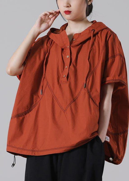 Organic Orange Button Cotton Summer Top
