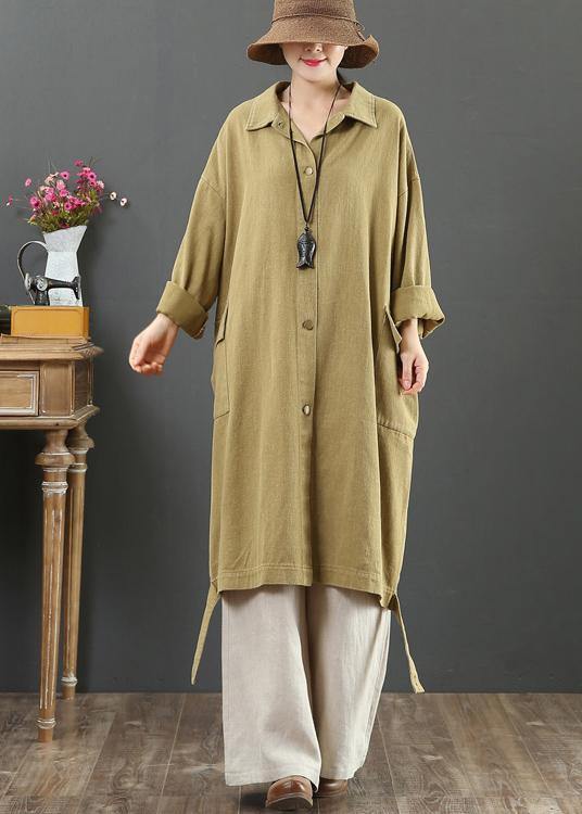 Lapel Pockets Spring Coat Khaki Clothing Outwear