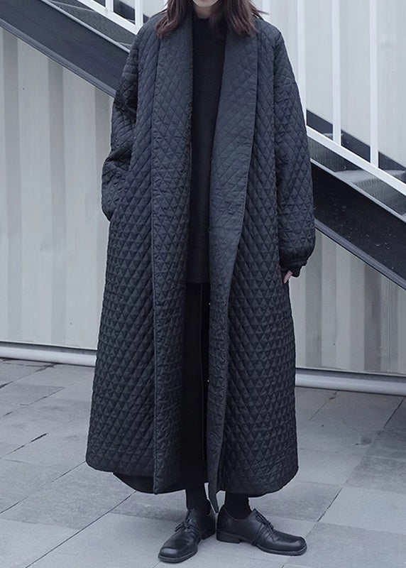 Black Peter Pan Collar Oversized Fine Cotton Filled Puffers Jackets Winter
