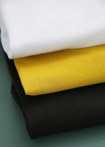 French Yellow Short Sleeve Cotton Summer Tops