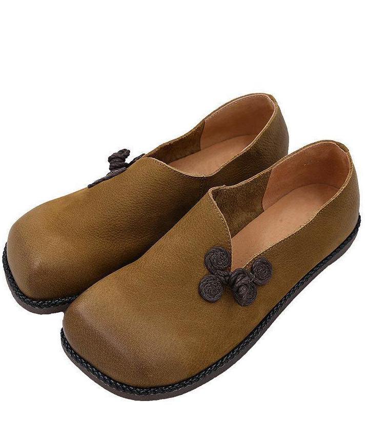 Flat Shoes Brown Faux Leather Loafer Shoes