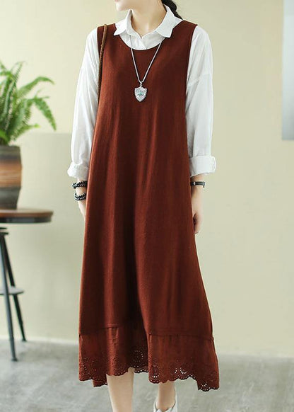 Chocolate Dresses O Neck Sleeveless Dresses Spring Dresses
