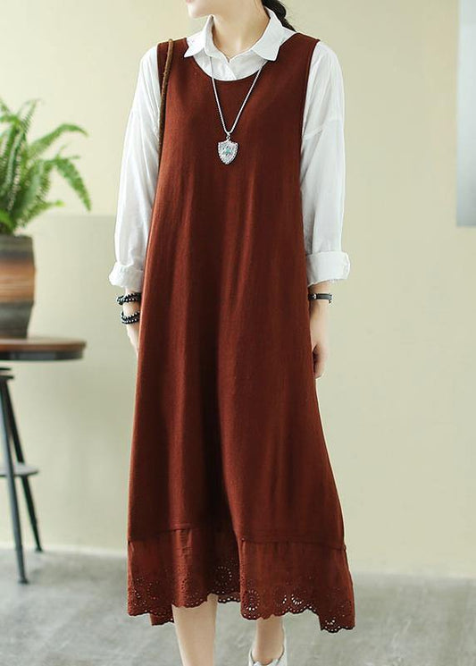 Chocolate Dresses O Neck Sleeveless Dresses Spring Dresses