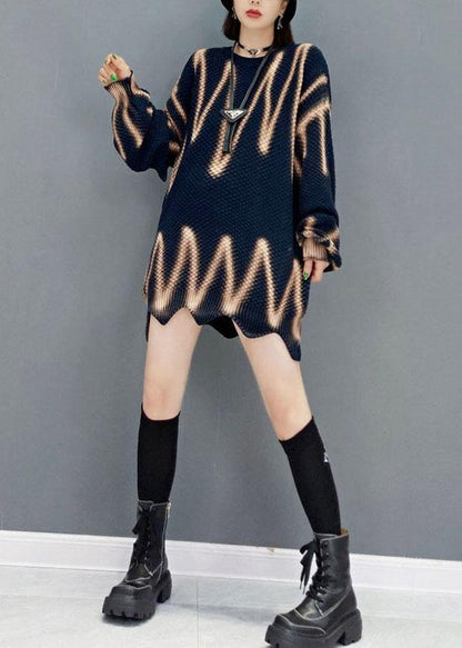 Navy My Heart Beats Long Sweater Top Knit Dress