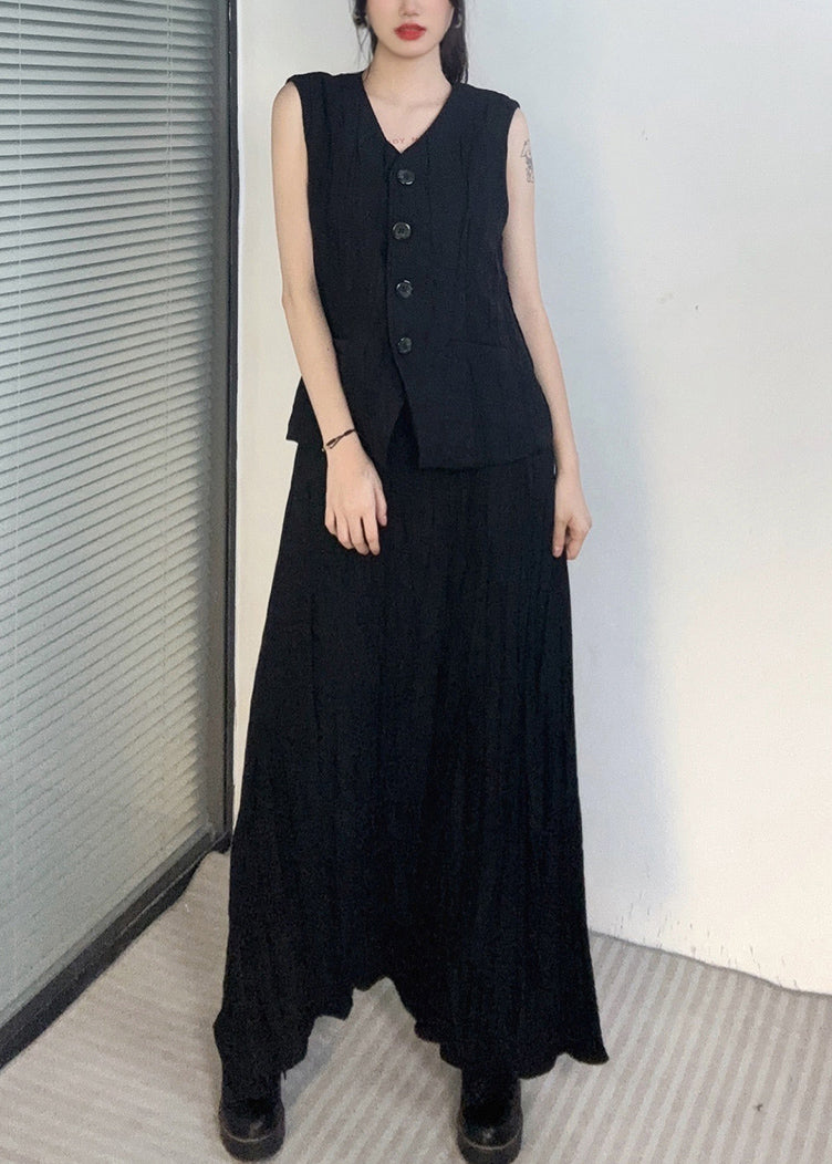 Boutique Grey V Neck Waistcoat and Skirts Two Pieces Set Sleeveless Summer