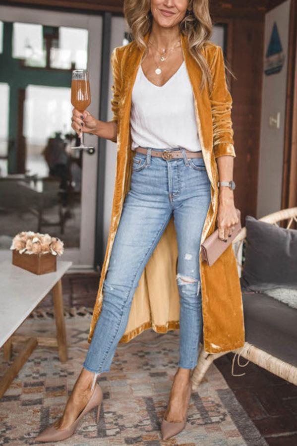 JO | stylish long velvet coat