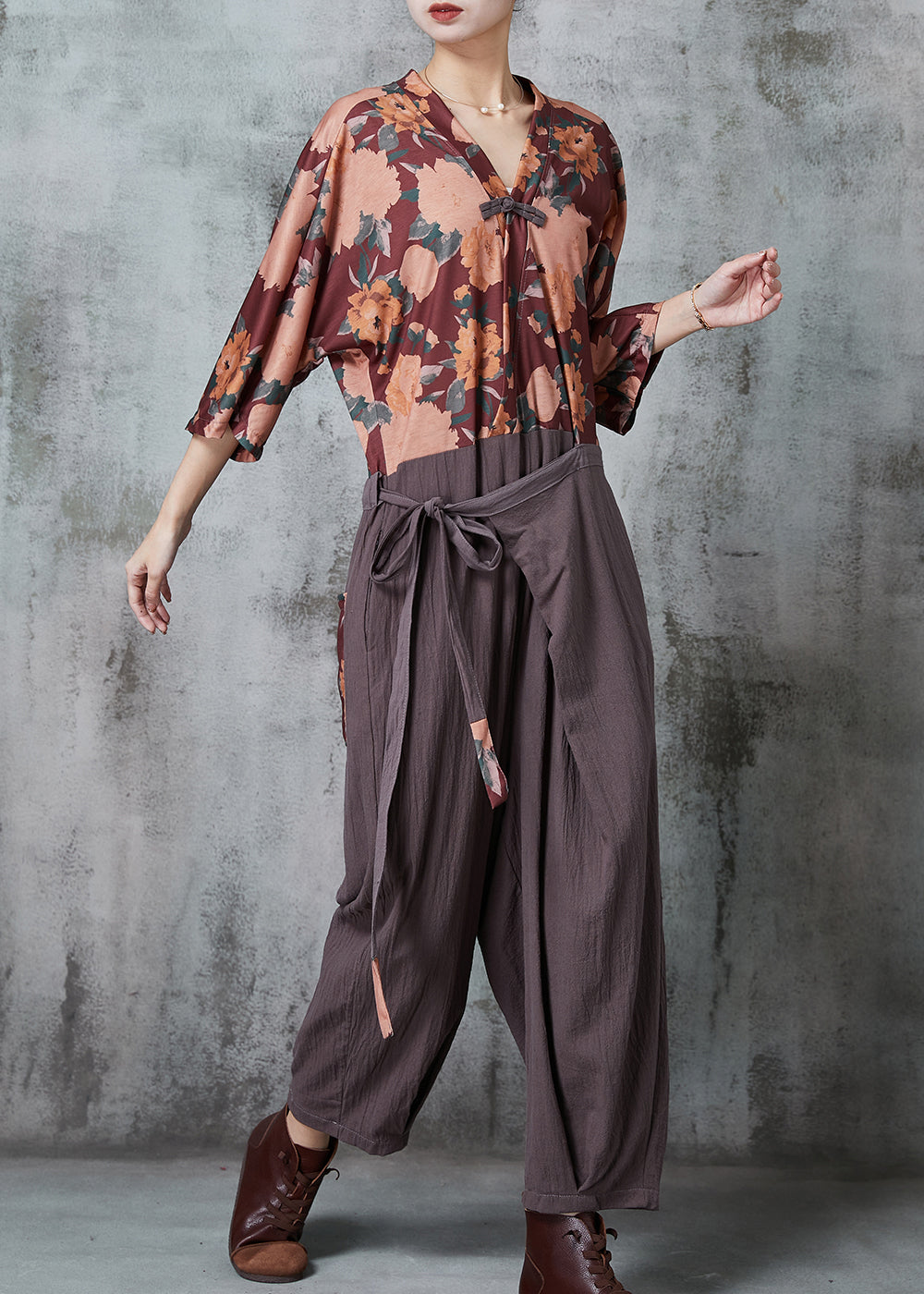 Oversized Patchwork Linen Jumpsuits Summer