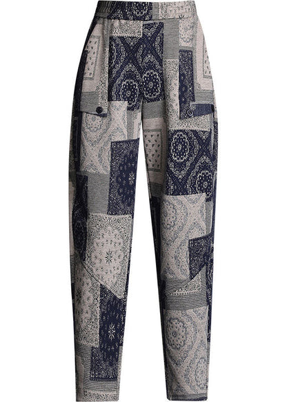 Print Pockets Straight Fall Pants