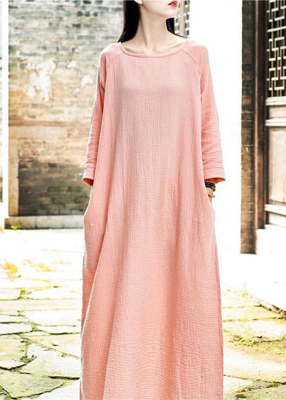 Modern Green U Neck Dress Pockets Spring Maxi Dresses