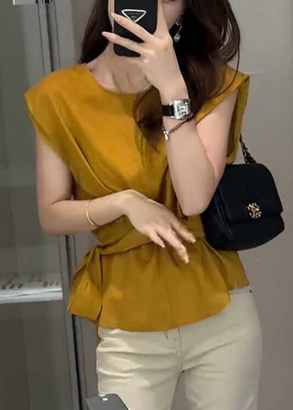 French Red Tie Waist Top Sleeveless