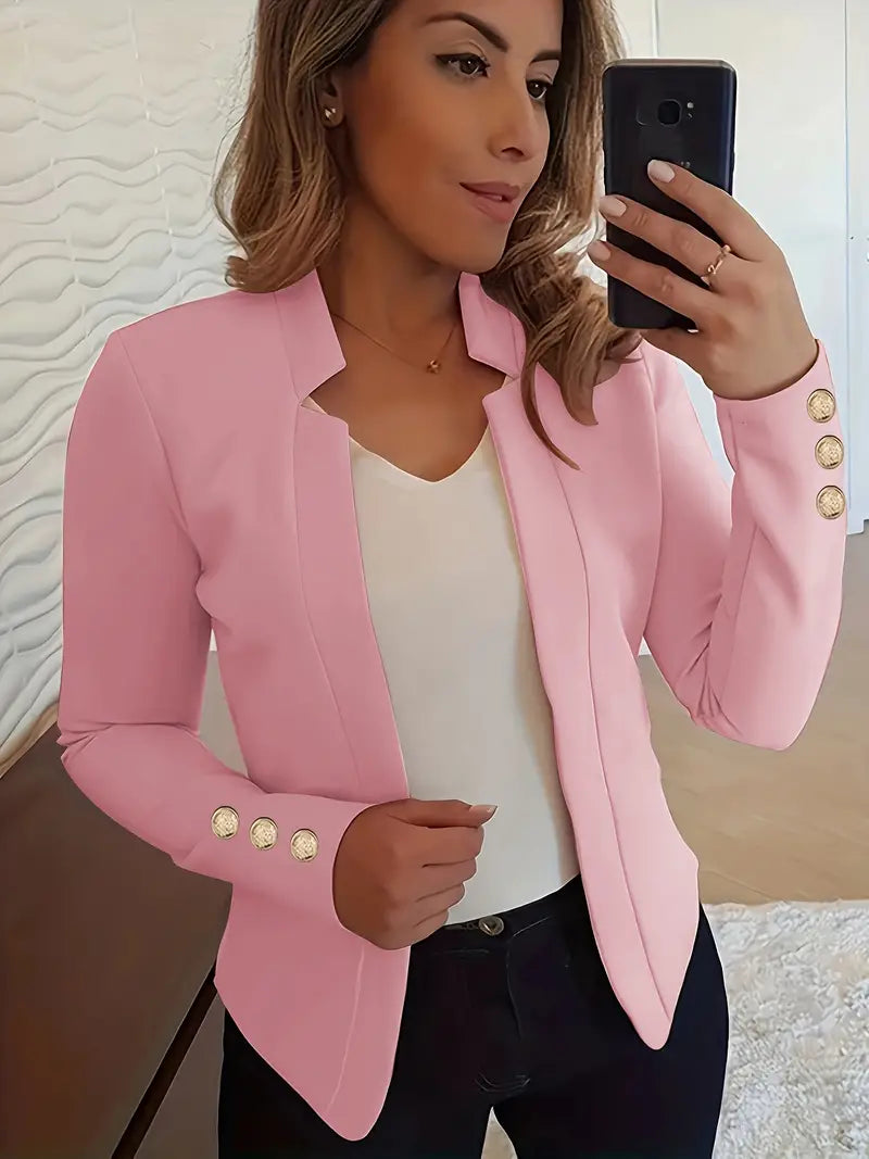 JO | Long-sleeved blazer with open button placket for spring