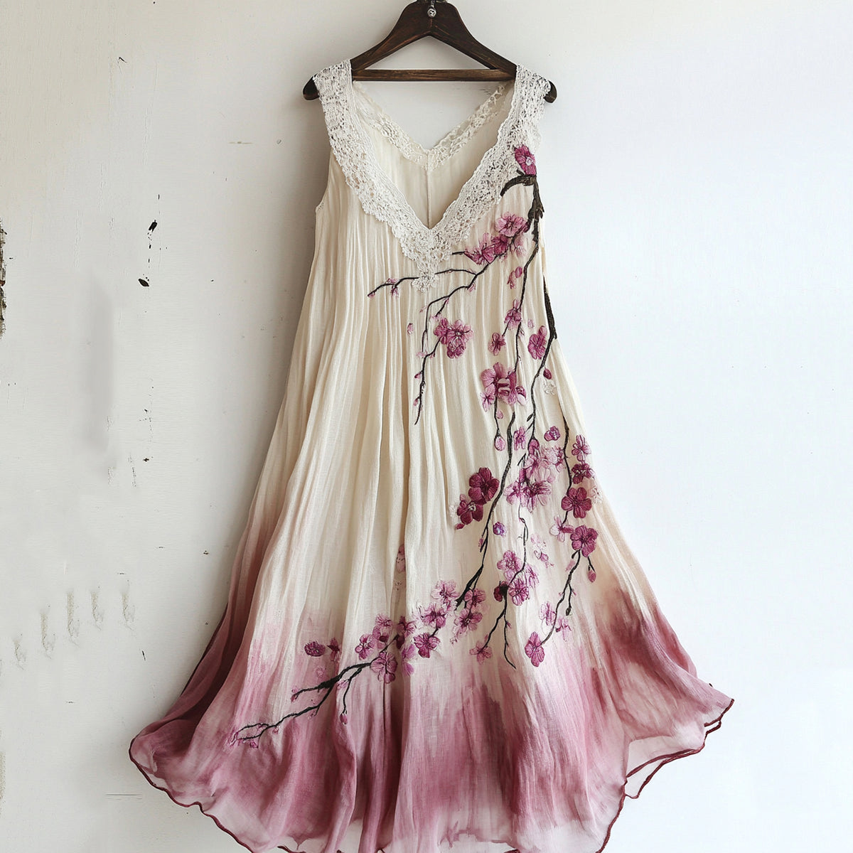 Vintage Cherry Blossom Floral Lace Gradient Art Comfy Tank Dress artswardrobe