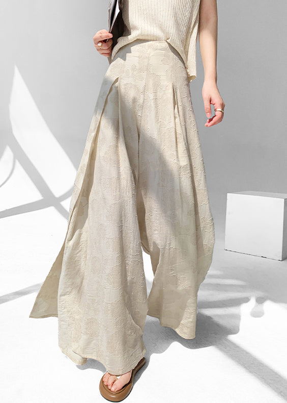 Apricot Zippered Side Open Cotton Pants Skirt Summer