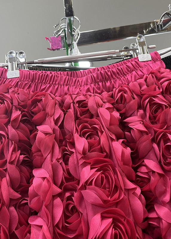 Boutique Rose Elastic Waist Tulle Maxi Skirts Spring